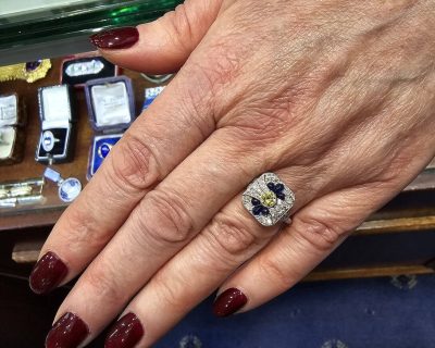 Alternative view of Exceptional Raymond Yard Diamond & Sapphire Ring, Circa 1925
