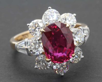Unheated Ruby Cluster Ring