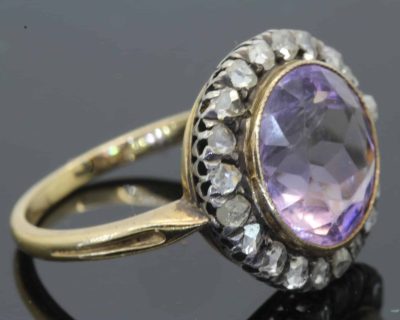 Alternative view of Antique Amethyst and Diamond Cluster Ring