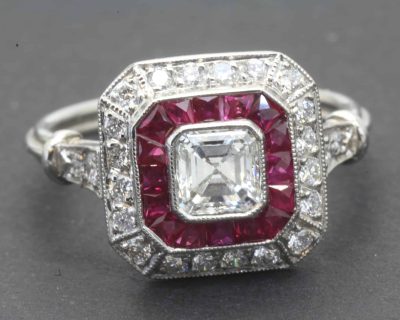 Diamond and Ruby Cluster Ring