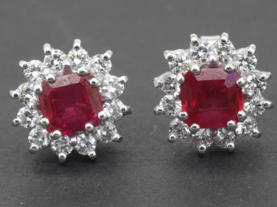 Ruby cluster earrings