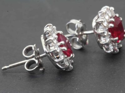 Alternative view of Ruby and Diamond Cluster Earrings