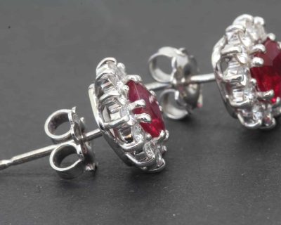 Alternative view of Ruby and Diamond Cluster Earrings