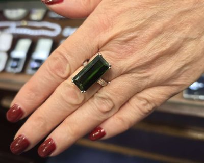 Alternative view of Tourmaline and Diamond Ring