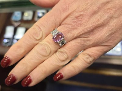 Alternative view of Pink Topaz and Diamond Ring