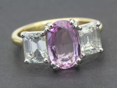Pink Topaz and Diamond Ring