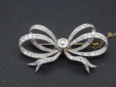 Large Diamond Bow Brooch