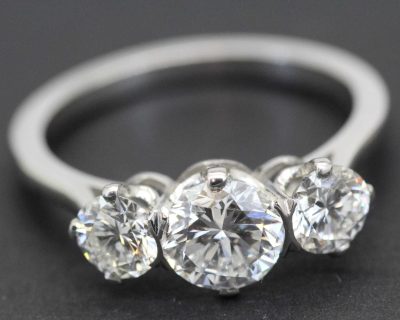 Stunning three-stone diamond ring from Weldons Jewellers, perfect for special occasions.