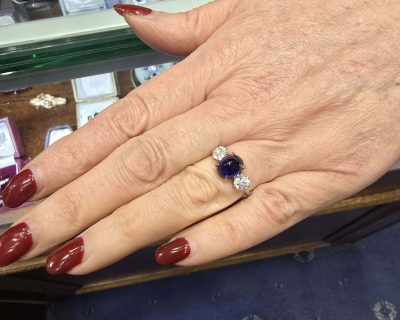 Elegant sapphire and diamond ring showcased at Weldons Jewellers. Perfect for special occasions and.