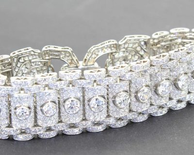 Luxurious diamond bracelet with sparkling stones and intricate design.