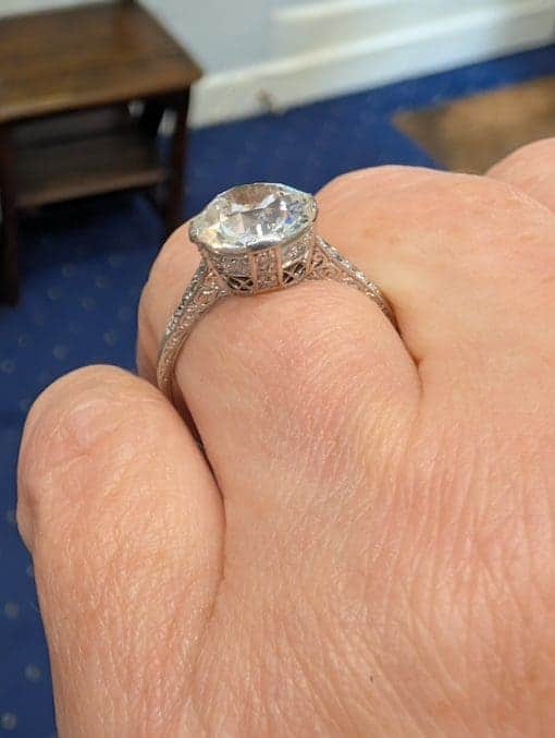 Side profile of an antique Cartier diamond ring