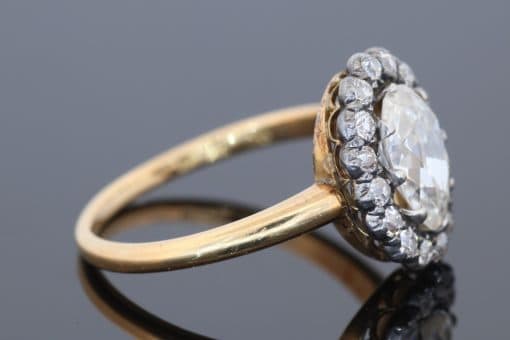 An extremely rare antique Irish cluster ring, combining the distinctive character of antique Irish jewellery with the enduring elegance of the classic diamond cluster. The ring is presented in its original Wests box, adding an especially appealing period detail to this exceptional jewel.