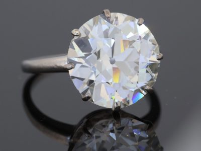 An amazing six-carat diamond ring, centred by an impressive Old European-cut diamond. With its substantial size and beautifully rounded antique cut, this is a jewel with tremendous presence and the distinctive character that makes old-cut diamonds so sought after by collectors.
