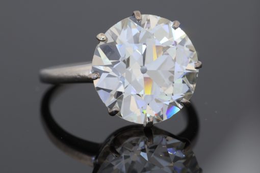 An amazing six-carat diamond ring, centred by an impressive Old European-cut diamond. With its substantial size and beautifully rounded antique cut, this is a jewel with tremendous presence and the distinctive character that makes old-cut diamonds so sought after by collectors.
