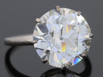 An amazing six-carat diamond ring, centred by an impressive Old European-cut diamond. With its substantial size and beautifully rounded antique cut, this is a jewel with tremendous presence and the distinctive character that makes old-cut diamonds so sought after by collectors.