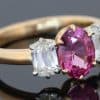 Pink sapphire and diamond three stone ring, main image