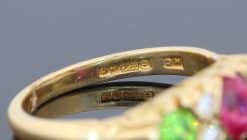Ruby, Diamond and Demantoid Garnet Ring, hallmarks