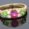 Ruby, Diamond and Demantoid Garnet Ring