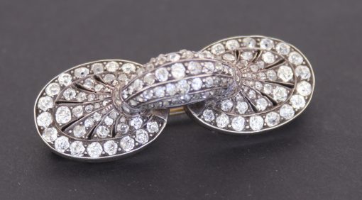 Important Irish diamond set fibula brooch
