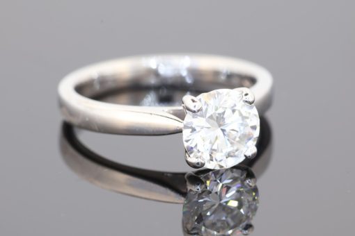 Superb and elegant, this diamond solitaire ring embodies the enduring beauty of classic diamond jewellery. At its heart is an exceptional 1.50-carat brilliant-cut diamond, graded F colour and VVS clarity, offering a remarkable combination of colourlessness and outstanding clarity. Accompanied by a GIA certificate, the diamond brings the assurance of independent gemmological assessment to this timeless piece.