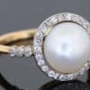 An extremely rare natural pearl and diamond cluster ring, made in Paris circa 1910. The ring centres on a beautiful natural pearl, accompanied by a Gem Lab certificate confirming its natural origin. The combination of natural pearl, diamonds and 18kt gold is characteristic of the refined French jewellery of the early 20th century, when natural pearls were among the most coveted gems in fine jewellery.